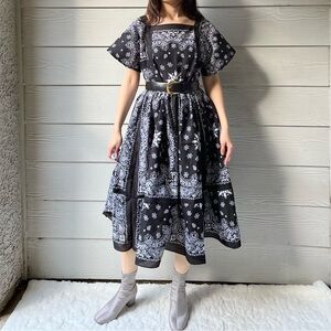 Handmade Bandana Midi Dress - Pure Black
